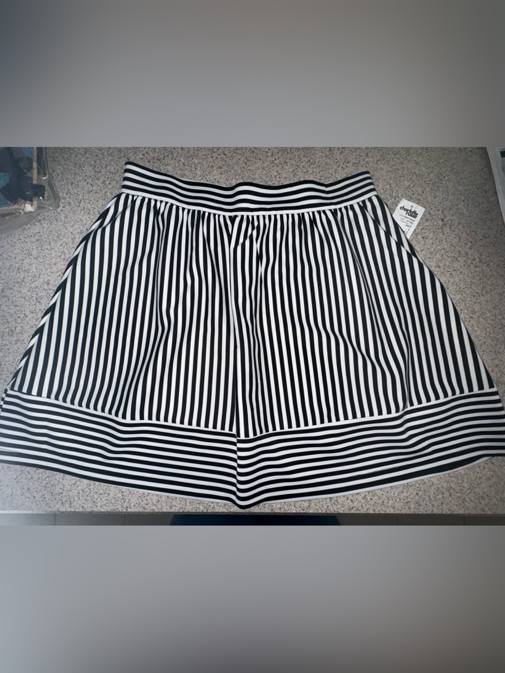 NWT Charlotte Russe Black and White Striped mini Skirt size Large